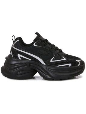 NEW BERNESS Petra Black Platform Sneakers